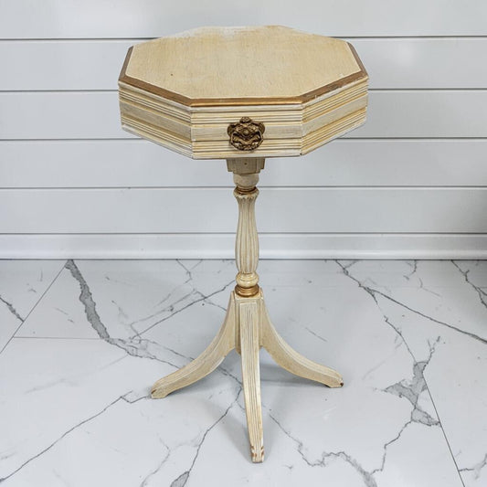 8403 Vintage Octagonal Gilt- Accented Pedestal #Table