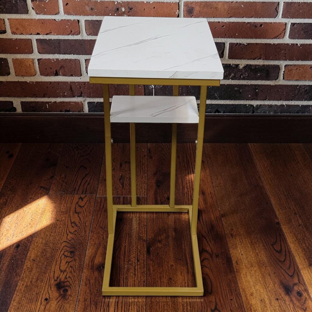 8406 White and Gold Faux Marble Top #C-Table