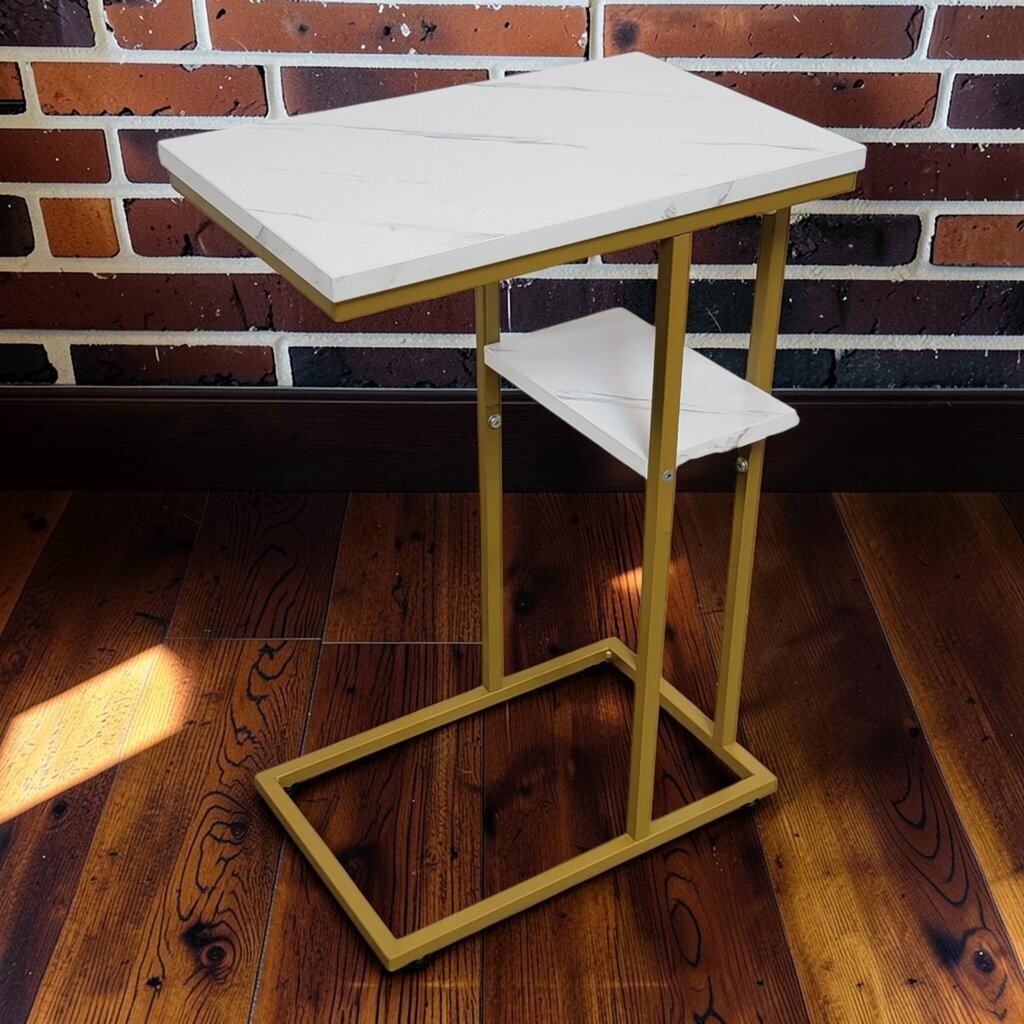 8406 White and Gold Faux Marble Top #C-Table