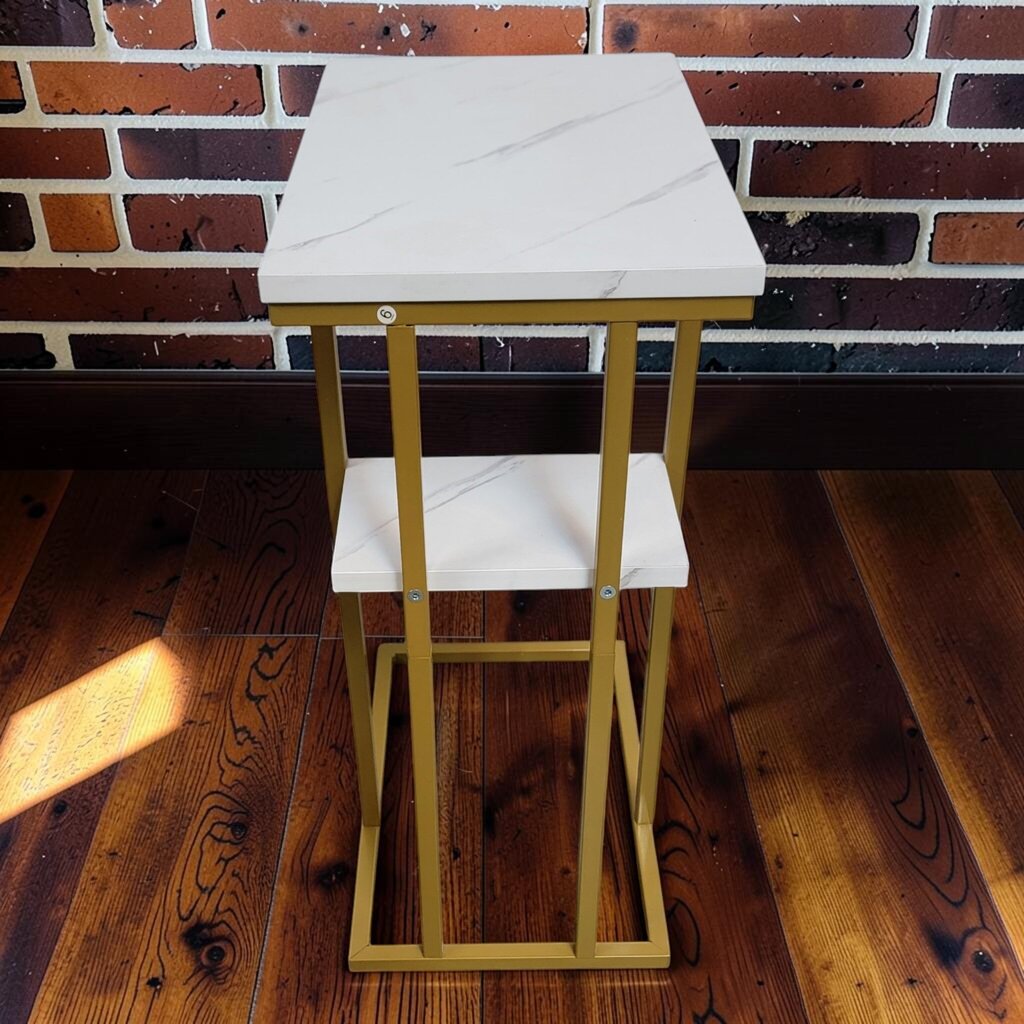 8406 White and Gold Faux Marble Top #C-Table