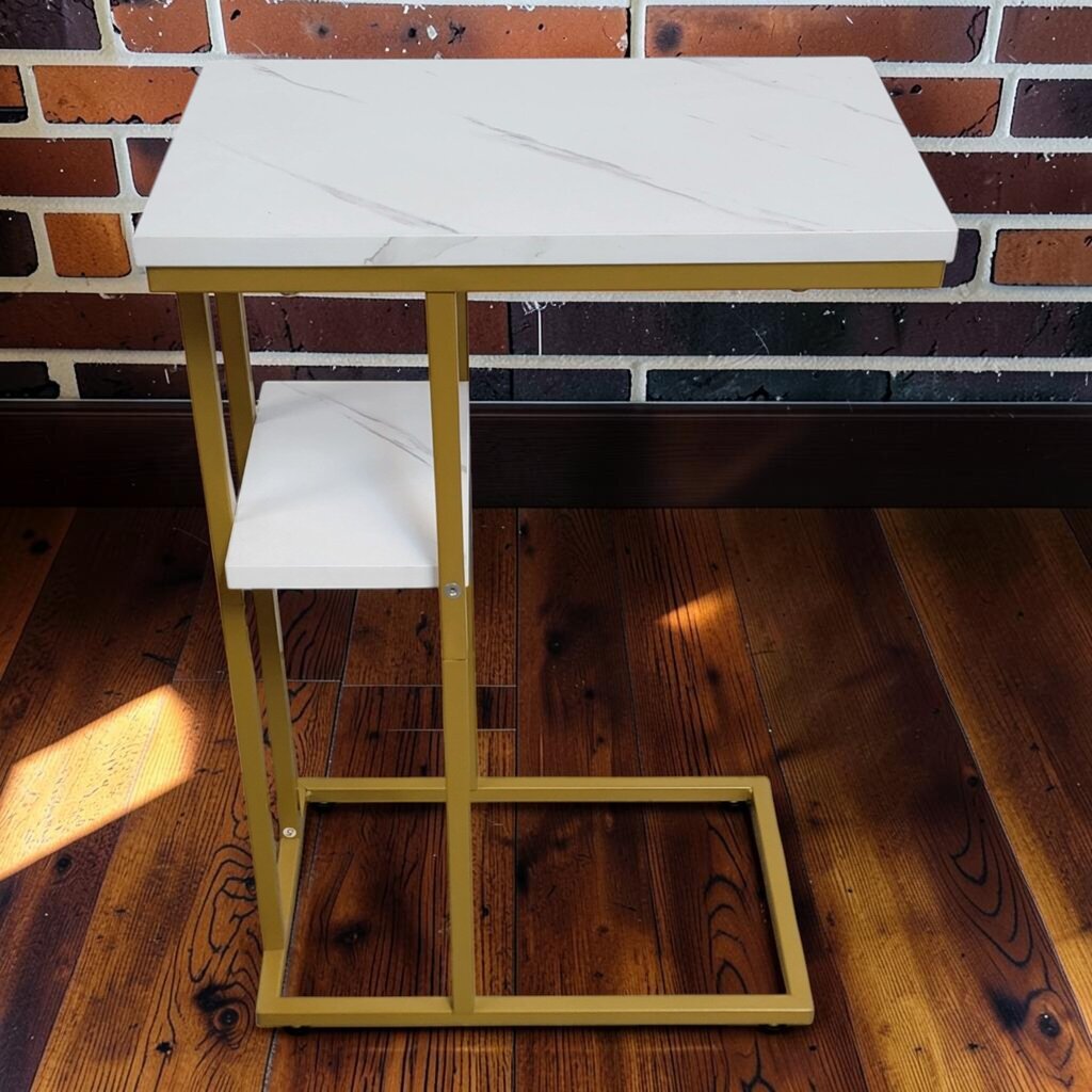 8406 White and Gold Faux Marble Top #C-Table