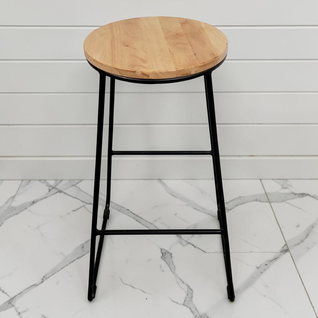 8414 Industrial Sled-Base Wood and Metal #Barstool ~ FURNITURE