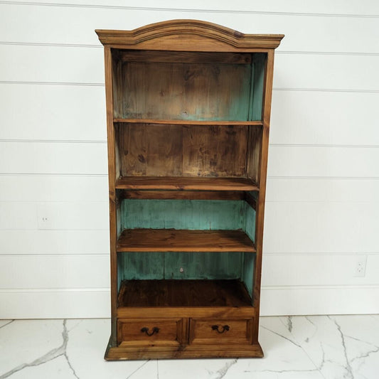 8418 Rustic Mexican 4 shelf #Bookcase with drawers Used ~ FURNITURE