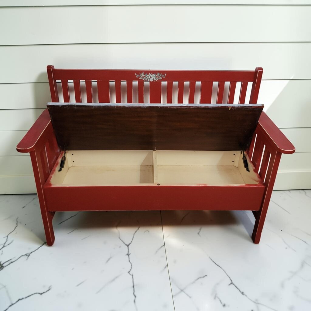 8427 Red Farmhouse Cow #Bench