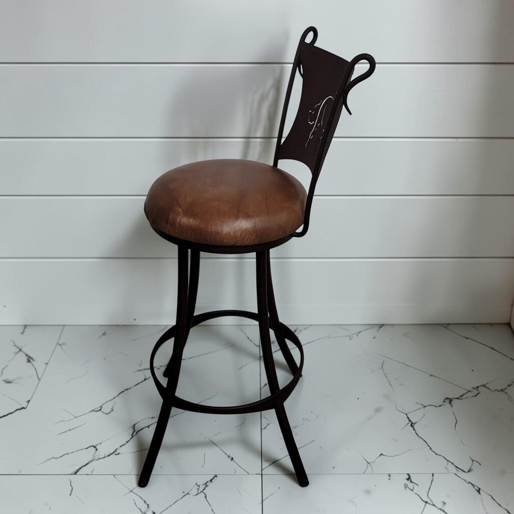 8439 Western Mustang Silhouette Wrought Iron Swivel Bar Stool ~ FURNITURE