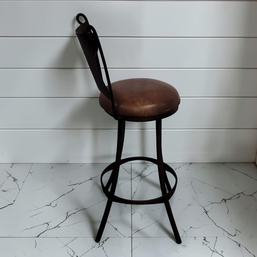 8439 Western Mustang Silhouette Wrought Iron Swivel Bar Stool ~ FURNITURE