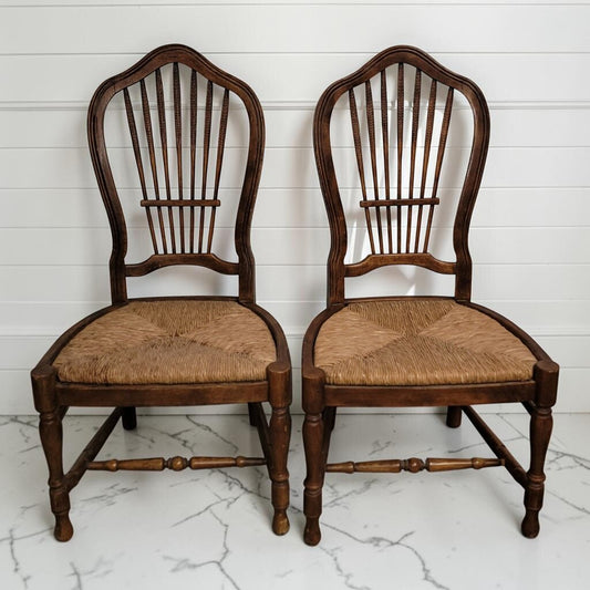 8440-8441 Vintage French Provincial Wheat-Back Side #Chairs