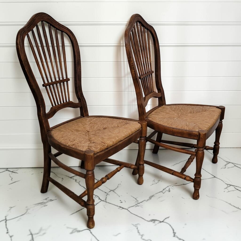 8440-8441 Vintage French Provincial Wheat-Back Side #Chairs ~ FURNITURE