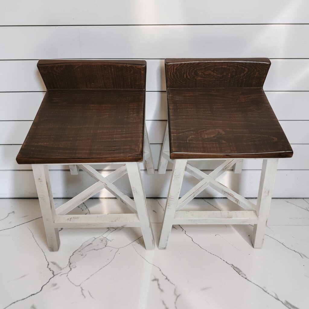8442-8443 Custom Rustic X-Base Counter #Stools ~ FURNITURE