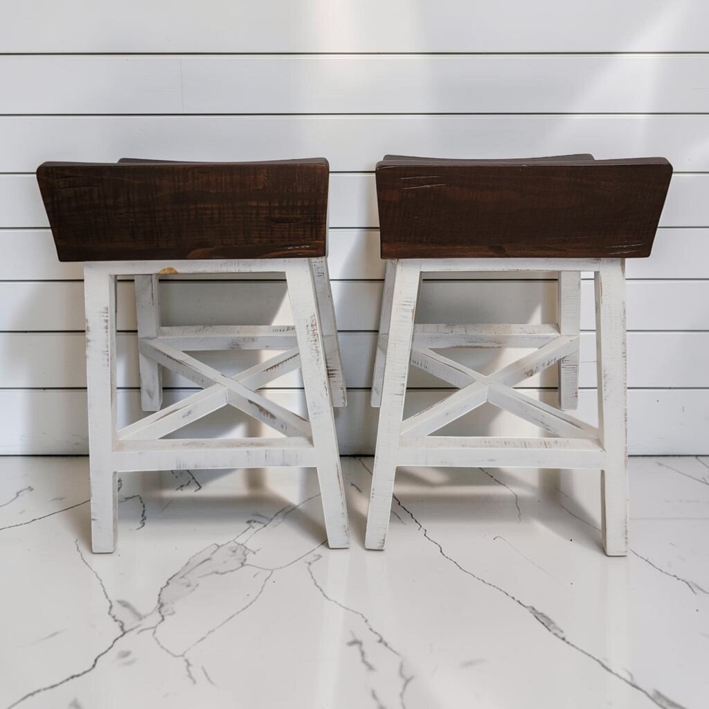 8442-8443 Custom Rustic X-Base Counter #Stools ~ FURNITURE