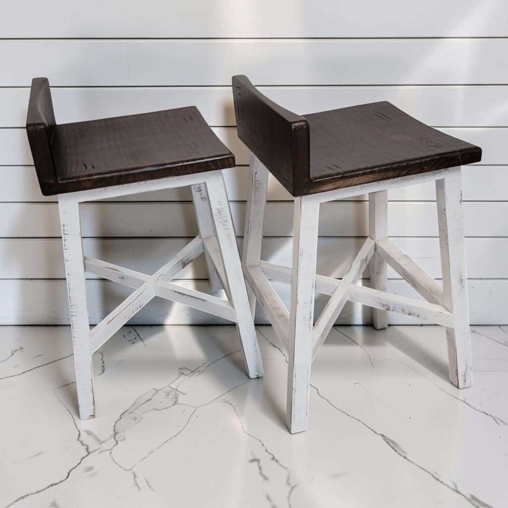 8442-8443 Custom Rustic X-Base Counter #Stools ~ FURNITURE