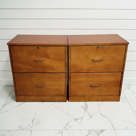 8446-8447 Contemporary Two-Drawer Lateral Filing Cabinets Used ~ FURNITURE