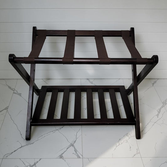 8453 Espresso Wood Luggage #Rack with Lower Shelf