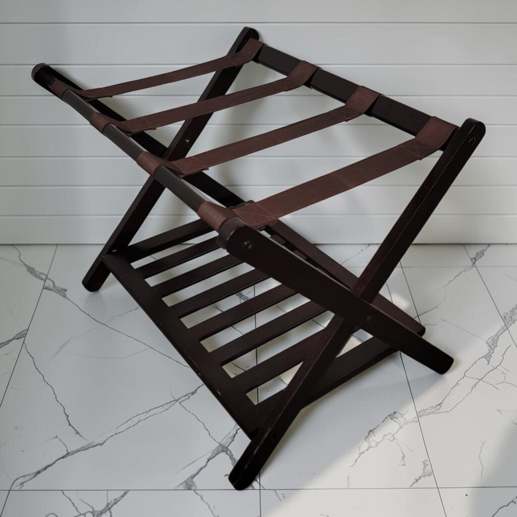 8453 Espresso Wood Luggage #Rack with Lower Shelf ~ FURNITURE