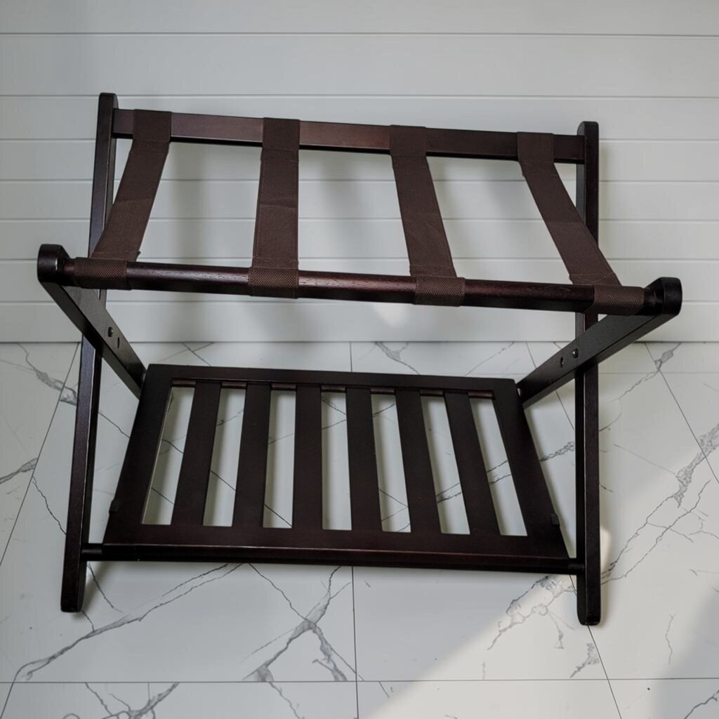 8453 Espresso Wood Luggage #Rack with Lower Shelf ~ FURNITURE