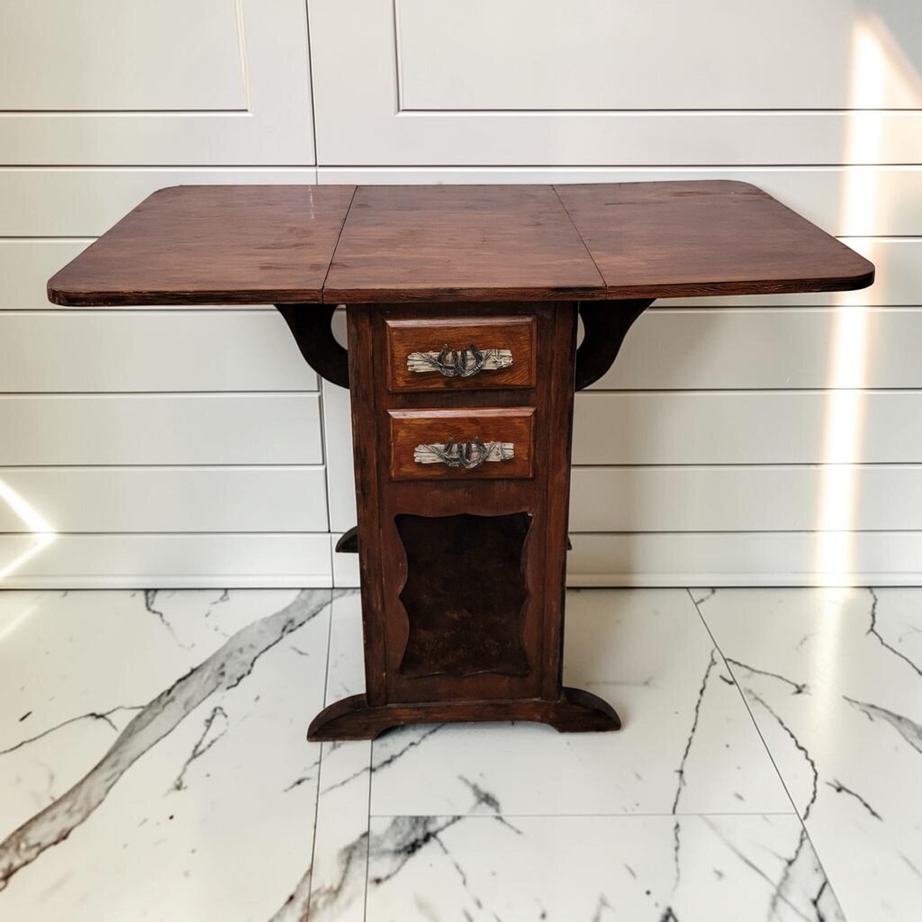 8454 Vintage Western-Style Drop-Leaf Side #Table with Horseshoe Hardware ~ FURNITURE