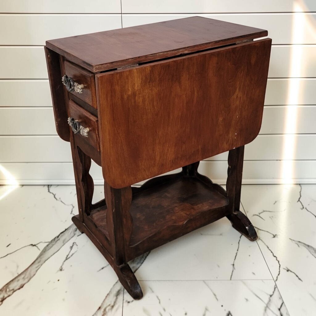8454 Vintage Western-Style Drop-Leaf Side #Table with Horseshoe Hardware ~ FURNITURE