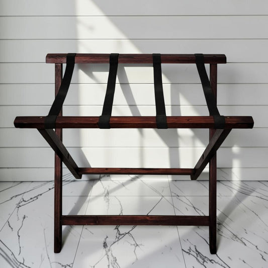 8455 Contemporary Espresso Folding Wooden Luggage #Rack