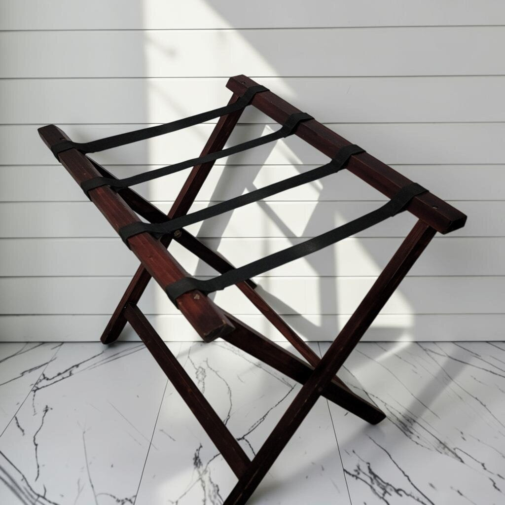 8455 Contemporary Espresso Folding Wooden Luggage #Rack ~ FURNITURE