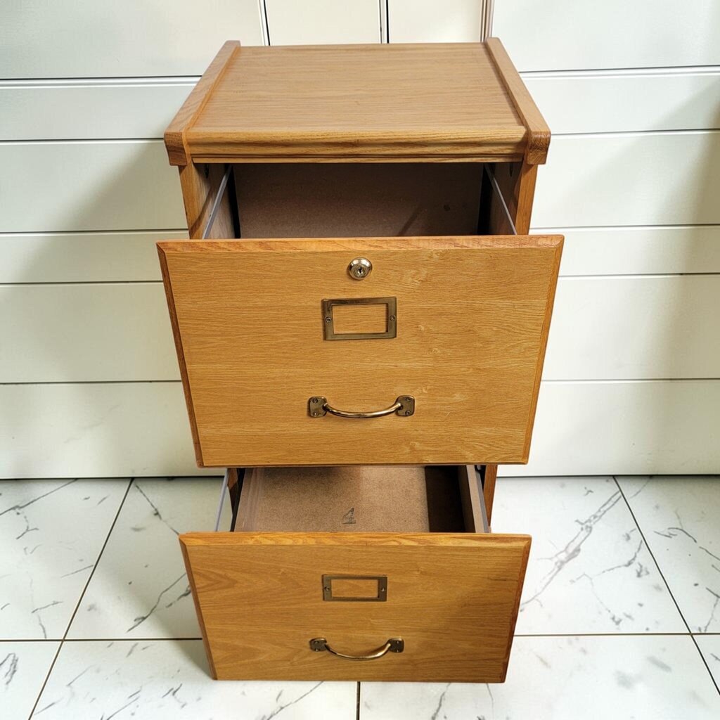 8457 Two-Drawer Honey Oak Vertical File Cabinet