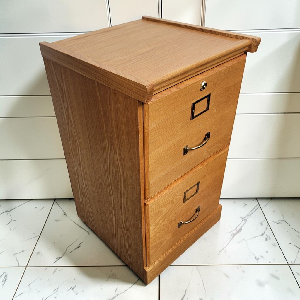 8457 Two-Drawer Honey Oak Vertical File Cabinet