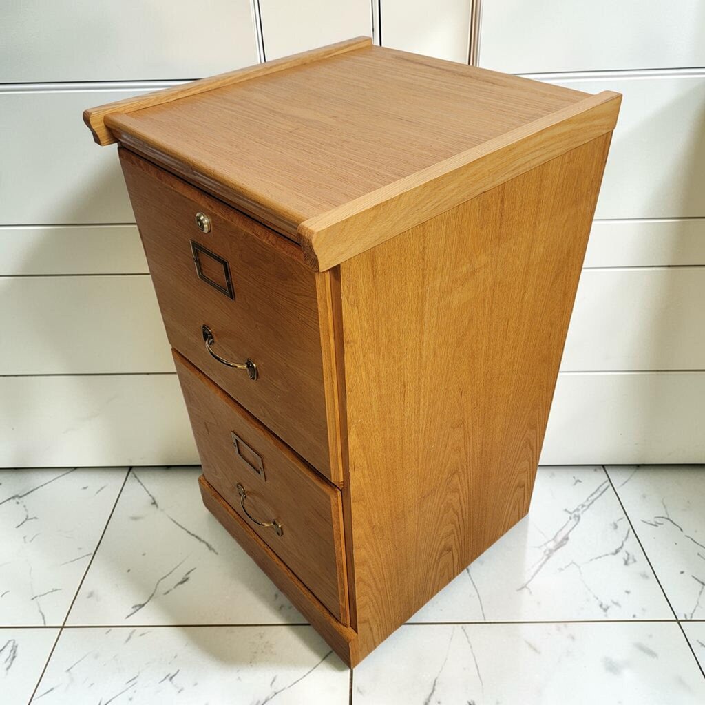 8457 Two-Drawer Honey Oak Vertical File Cabinet