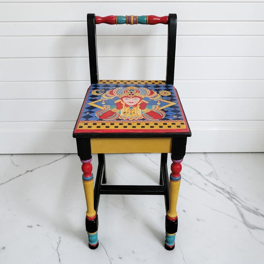 8460 Hand-Painted "Burd" Signed Whimsical Court Lady Side Chair Used ~ FURNITURE