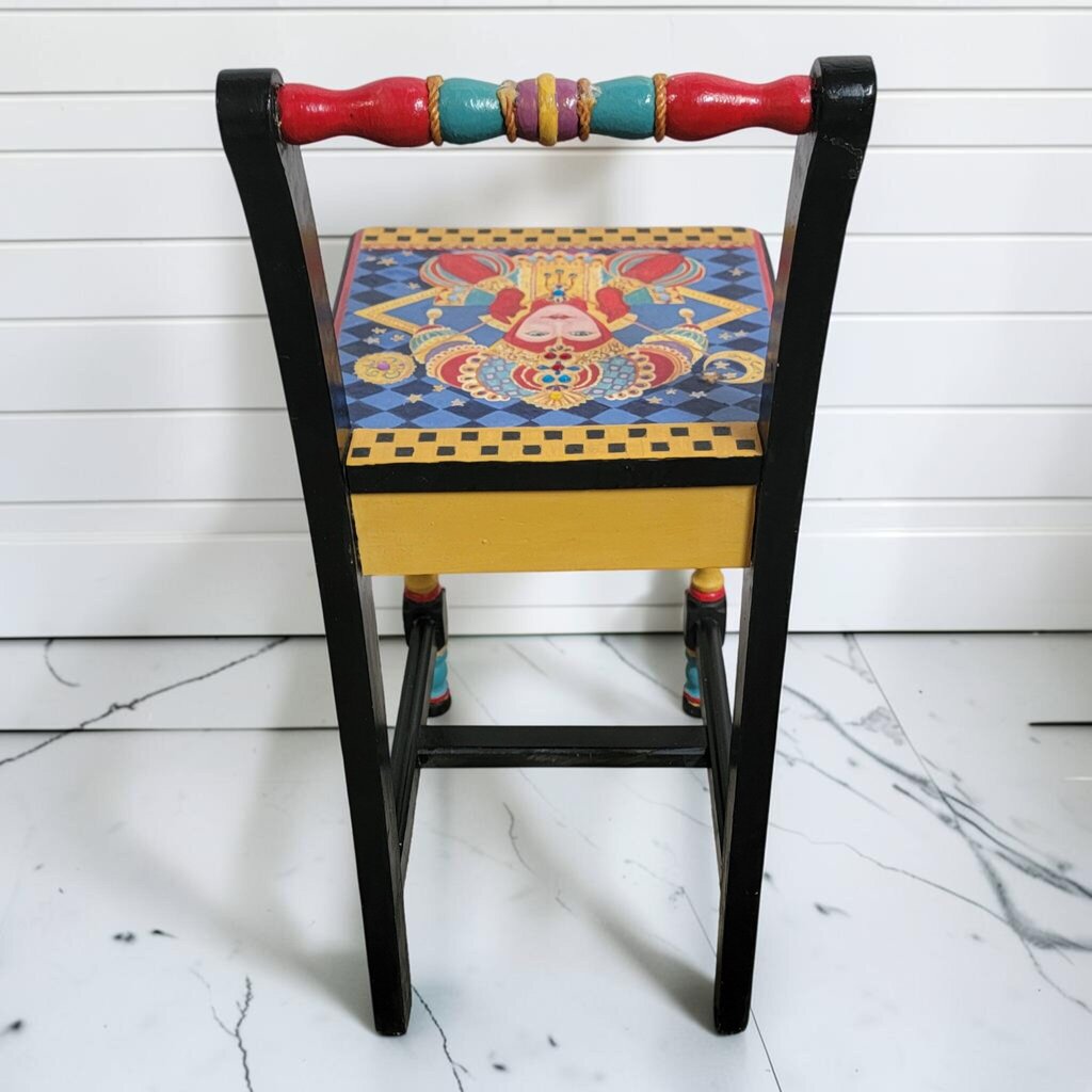 8460 Hand-Painted "Burd" Signed Whimsical Court Lady Side Chair ~ FURNITURE