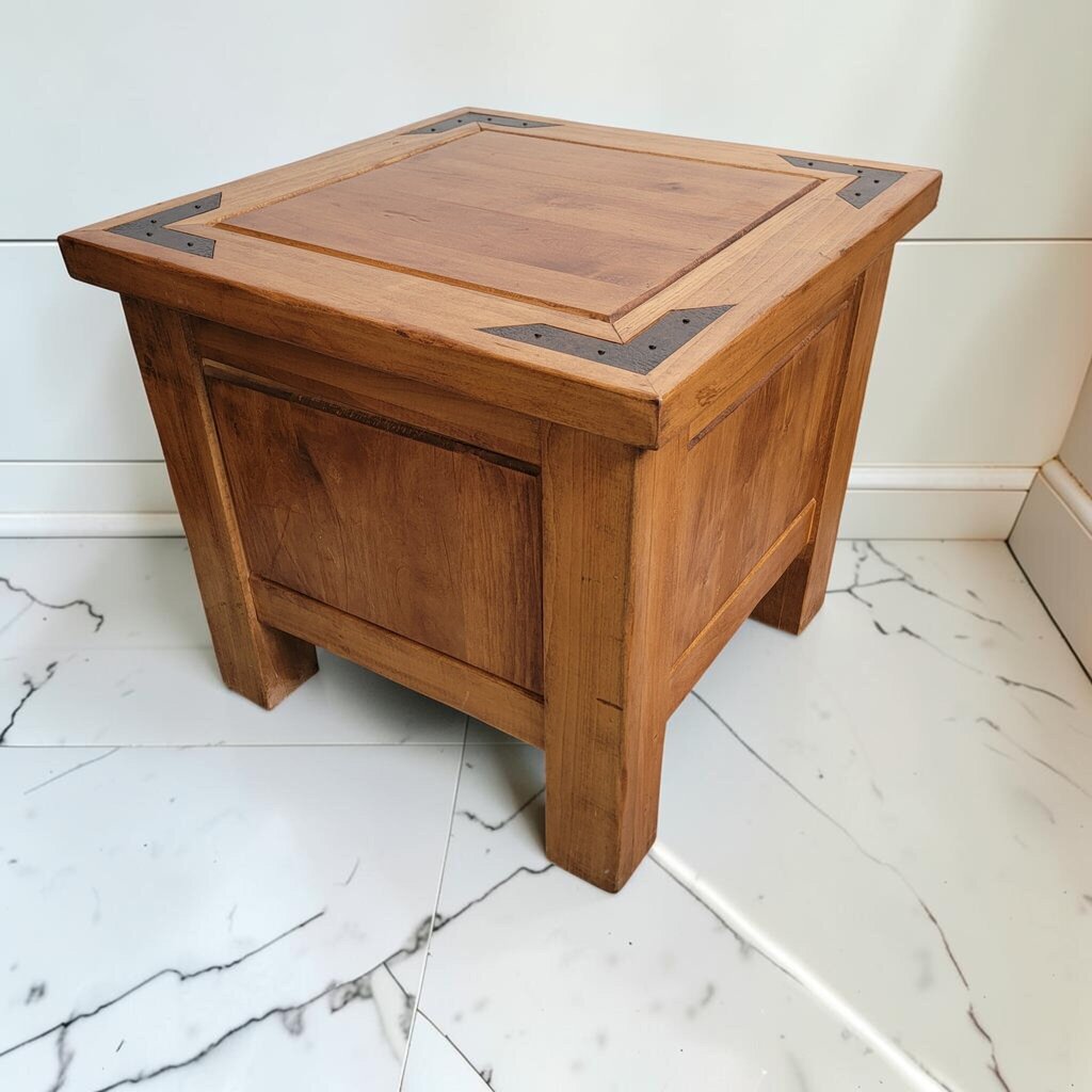 8461 Rustic Western End Table with Drawer and Pull Out Shelf