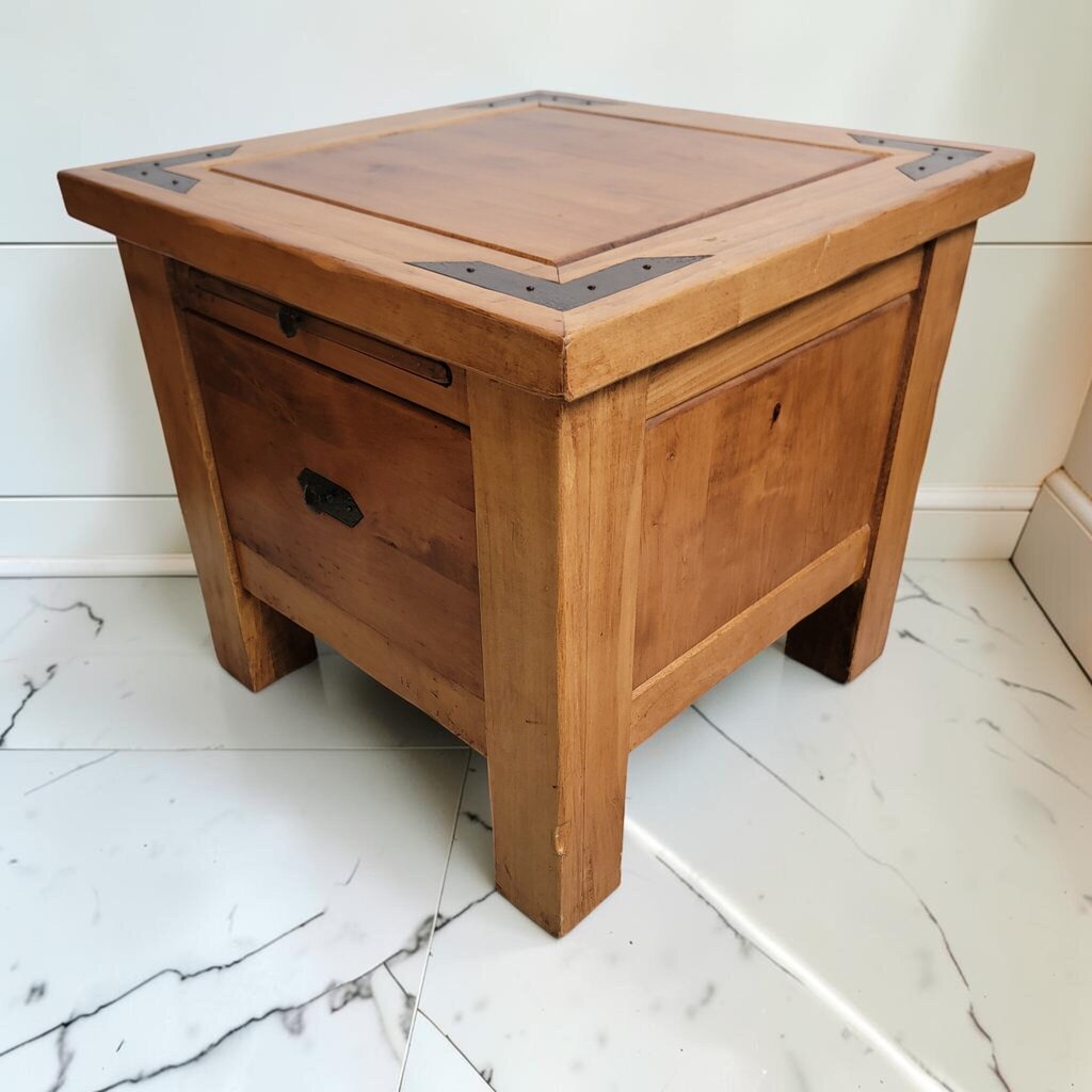8461 Rustic Western End Table with Drawer and Pull Out Shelf