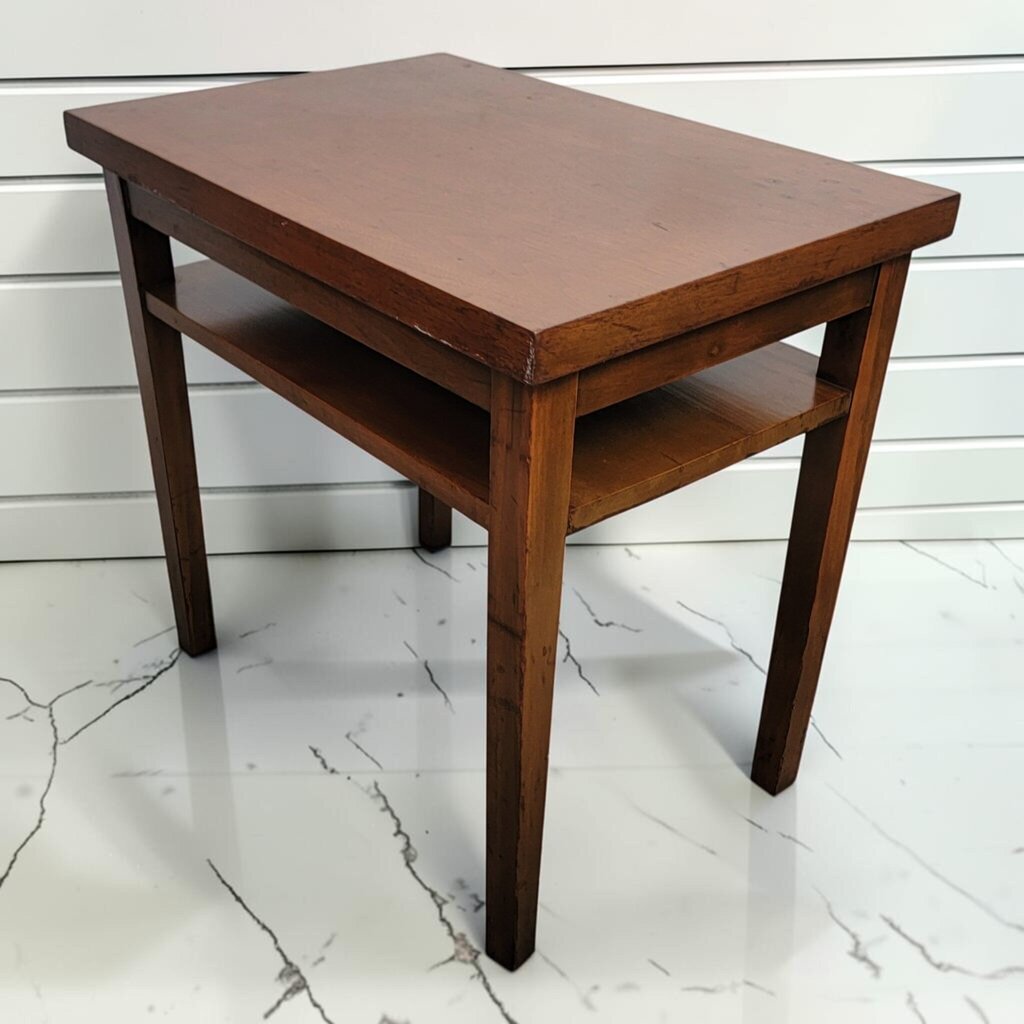 8463 Mid- Century Modern Tiered Wood End Table