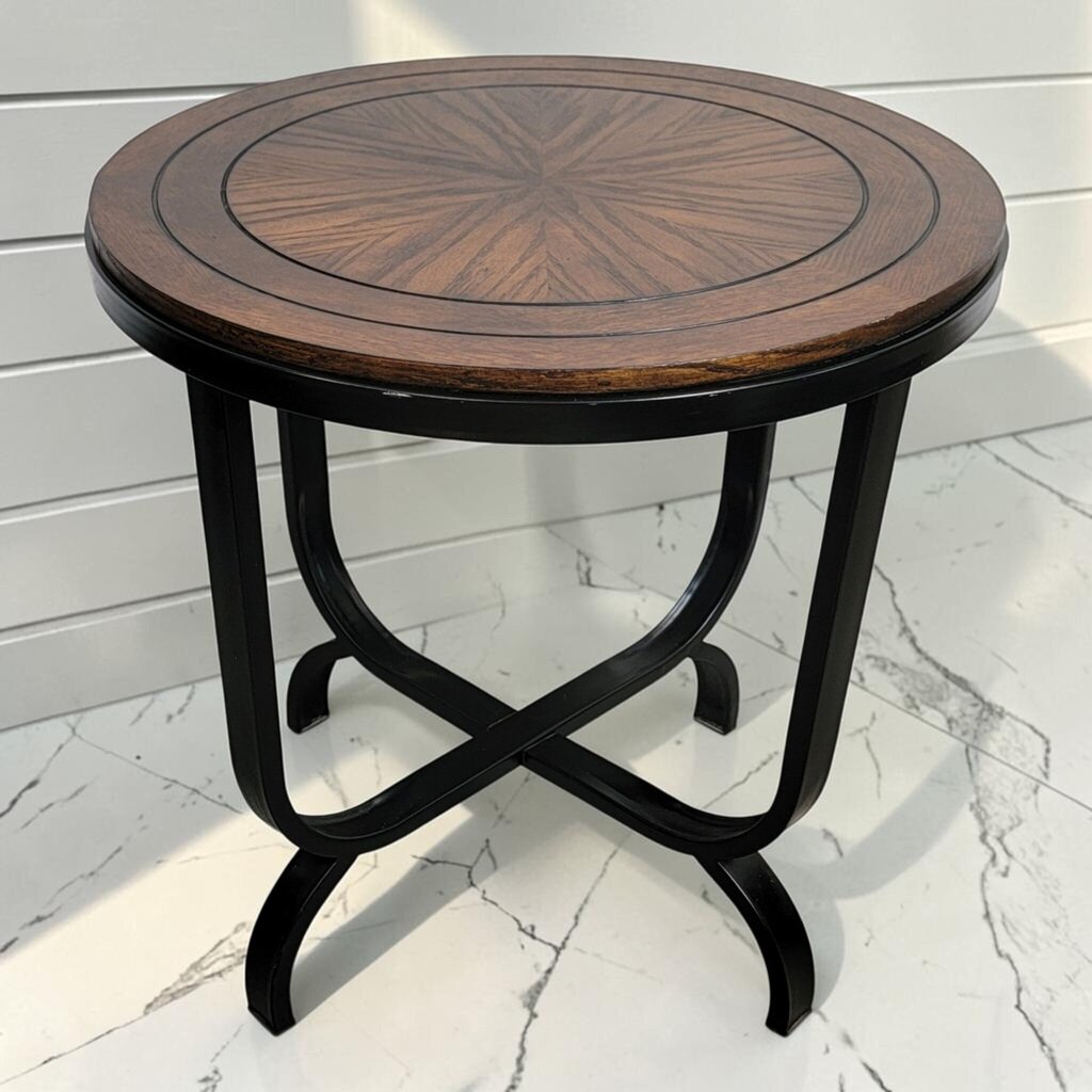 8465 Sunburst Inlay Round Accent Table