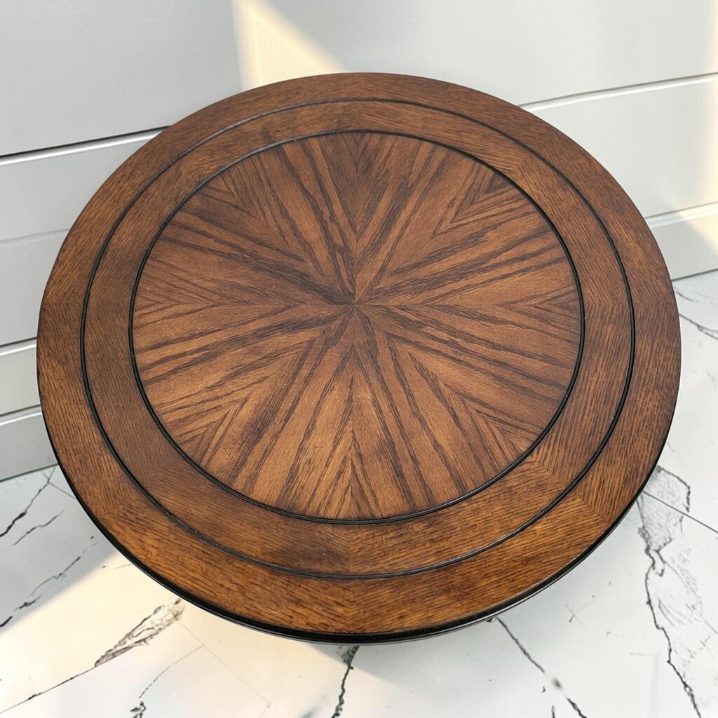 8465 Sunburst Inlay Round Accent Table