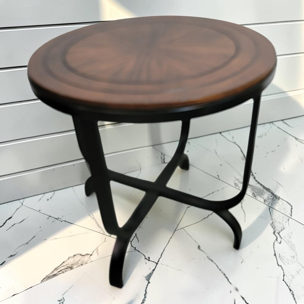 8465 Sunburst Inlay Round Accent Table