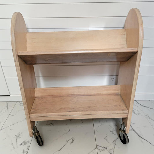 8475 Double Sided Birch Book Cart Used ~ FURNITURE