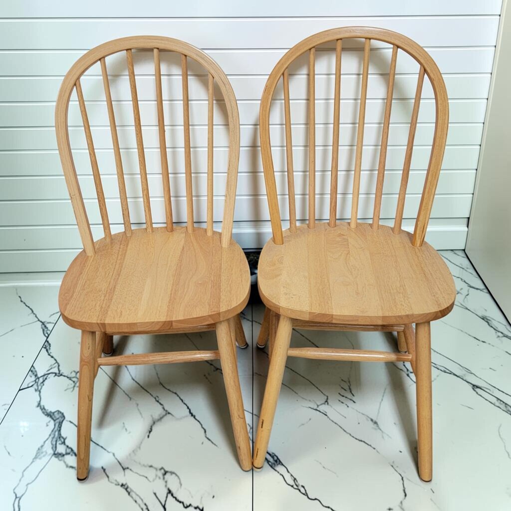 8480-8481 Contemporary Natural Finish Windsor-Style Hoop Back Side #Chairs