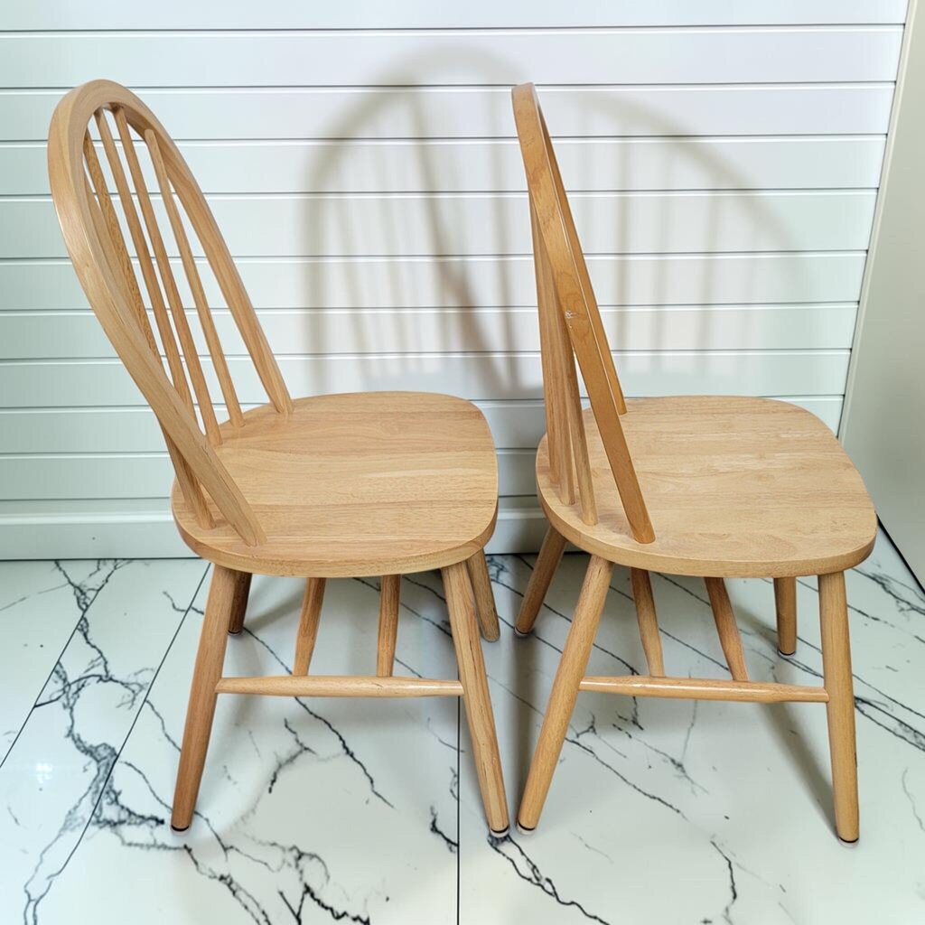 8480-8481 Contemporary Natural Finish Windsor-Style Hoop Back Side #Chairs