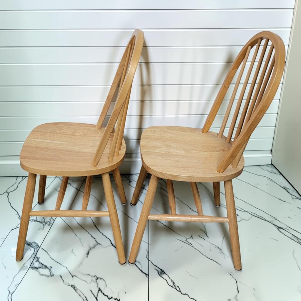 8480-8481 Contemporary Natural Finish Windsor-Style Hoop Back Side #Chairs