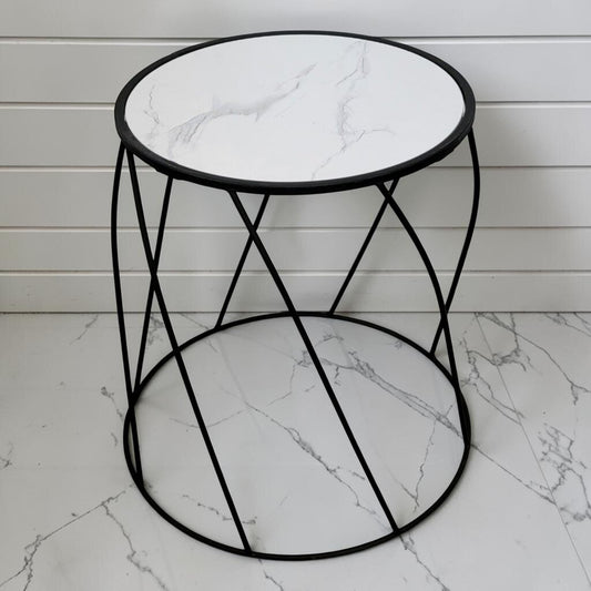 8482 Modern Caged Geometric Side Table