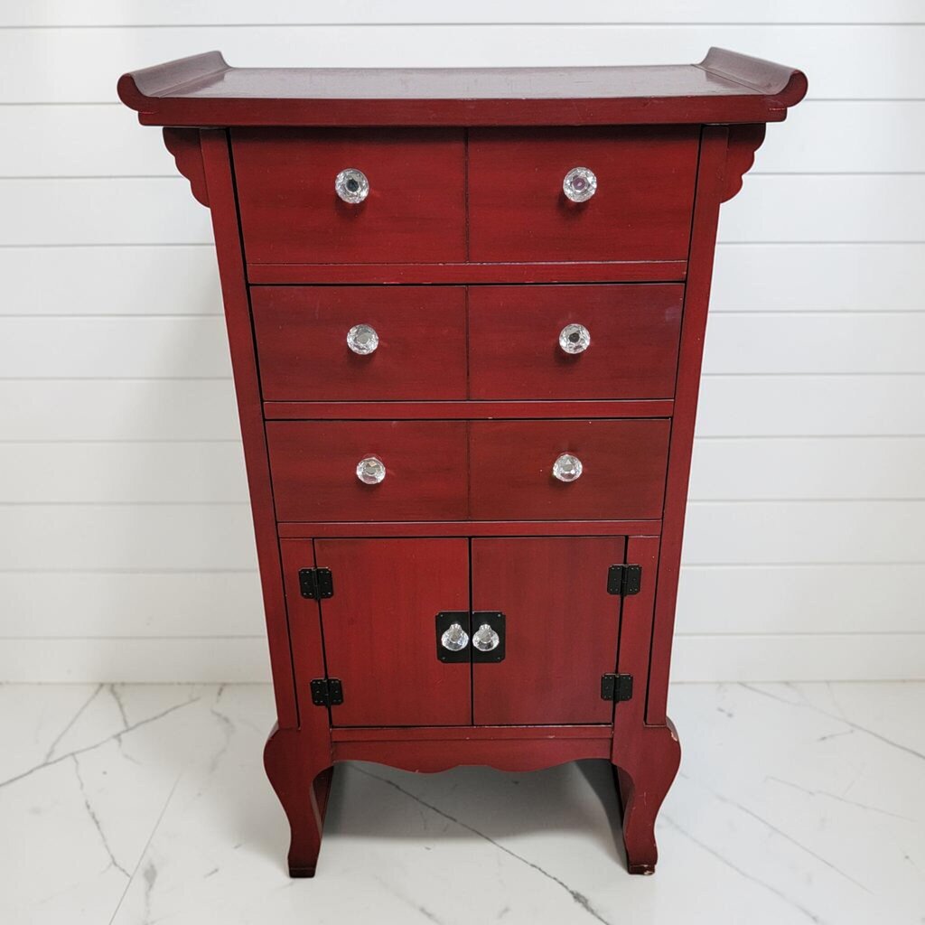 8483 Asian- Style Pagoda Top Jewelry Armoire