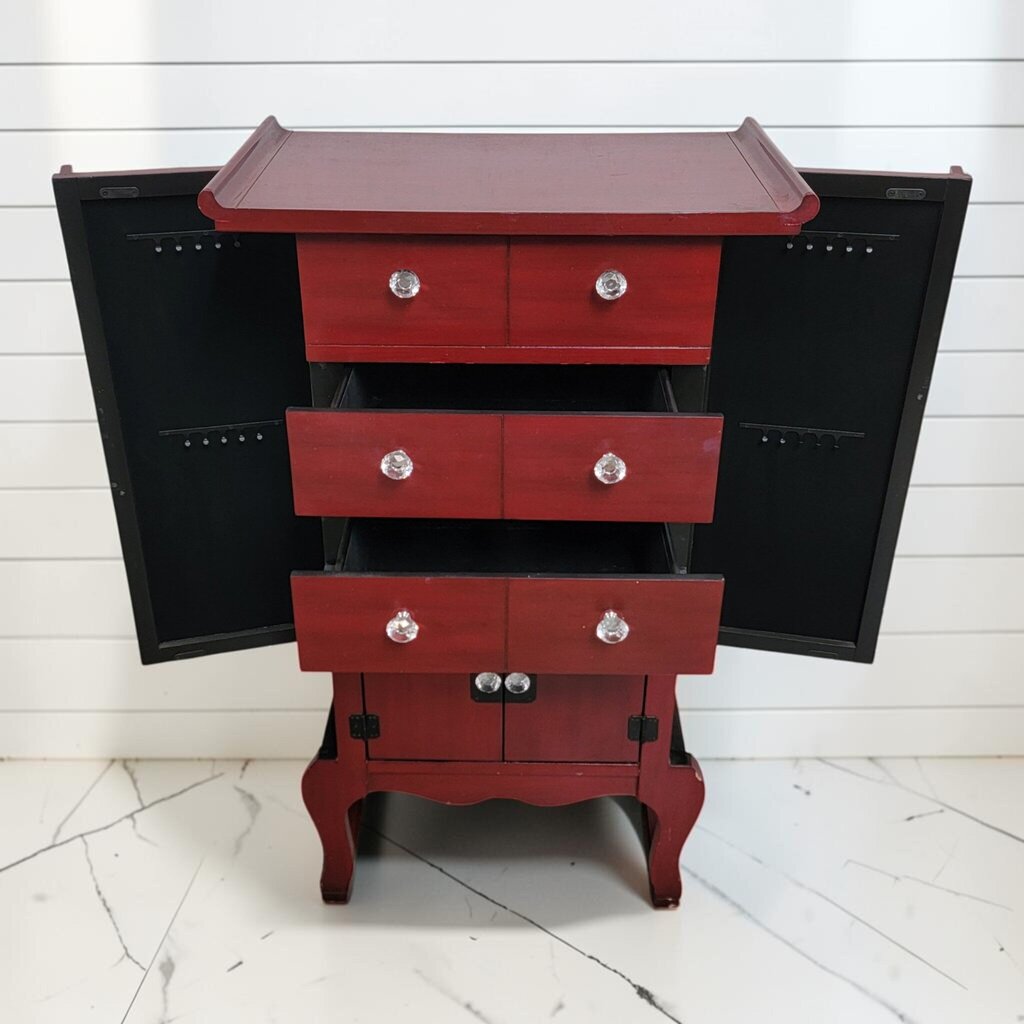 8483 Asian- Style Pagoda Top Jewelry Armoire