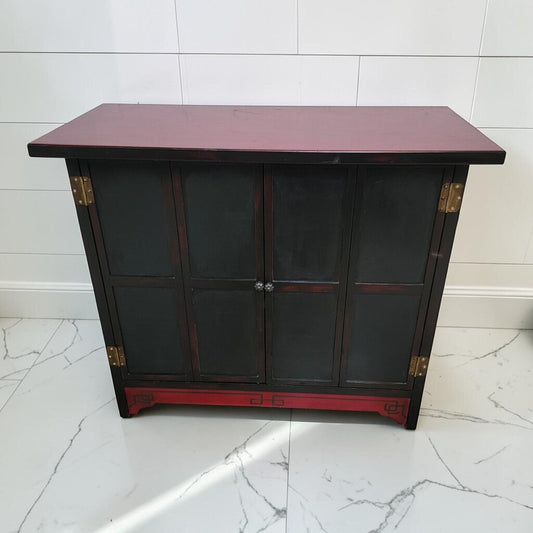 8484 Asian-Inspired Black and Red Lacquered Cabinet