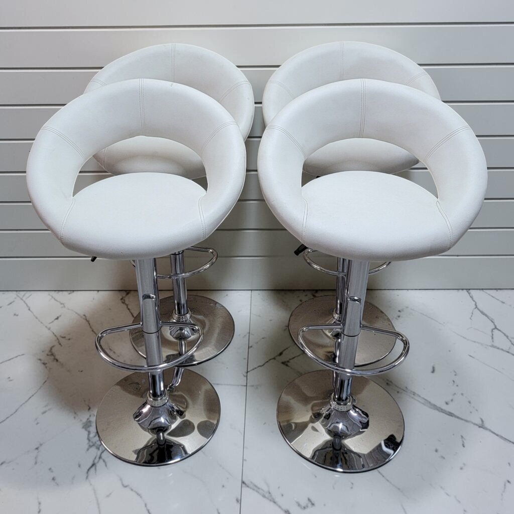 8491-8494 Contemporary White Faux Leather Adjustable Barstools