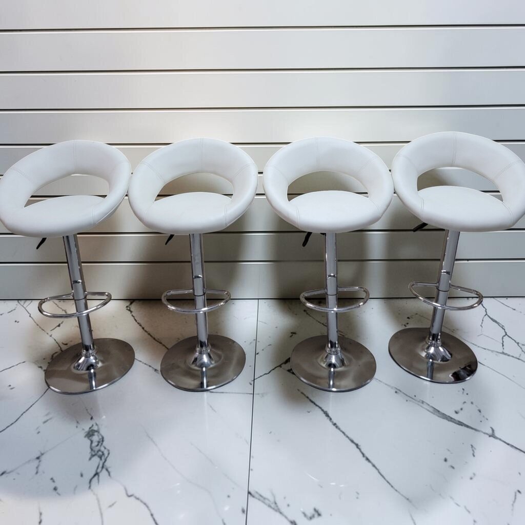 8491-8494 Contemporary White Faux Leather Adjustable Barstools