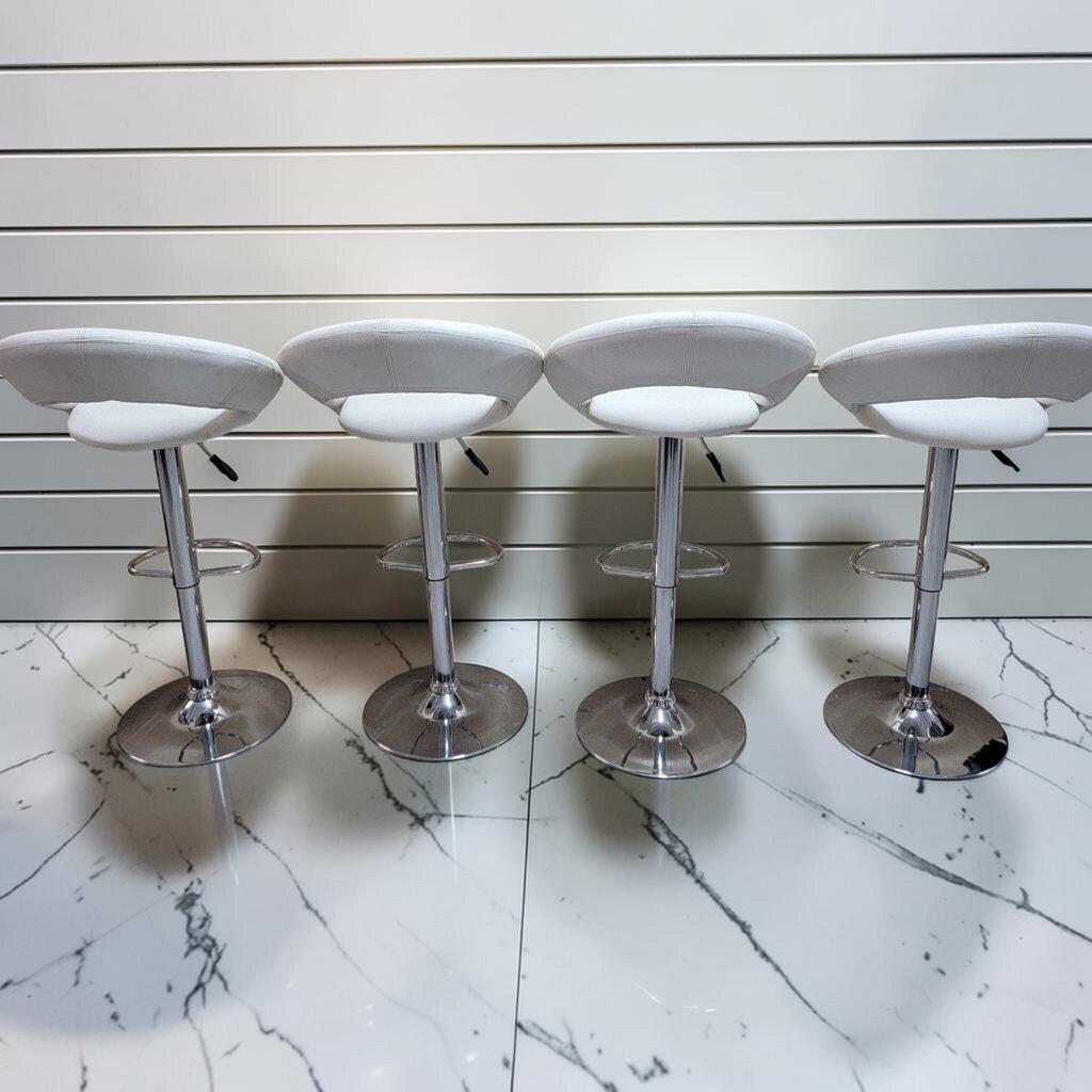 8491-8494 Contemporary White Faux Leather Adjustable Barstools