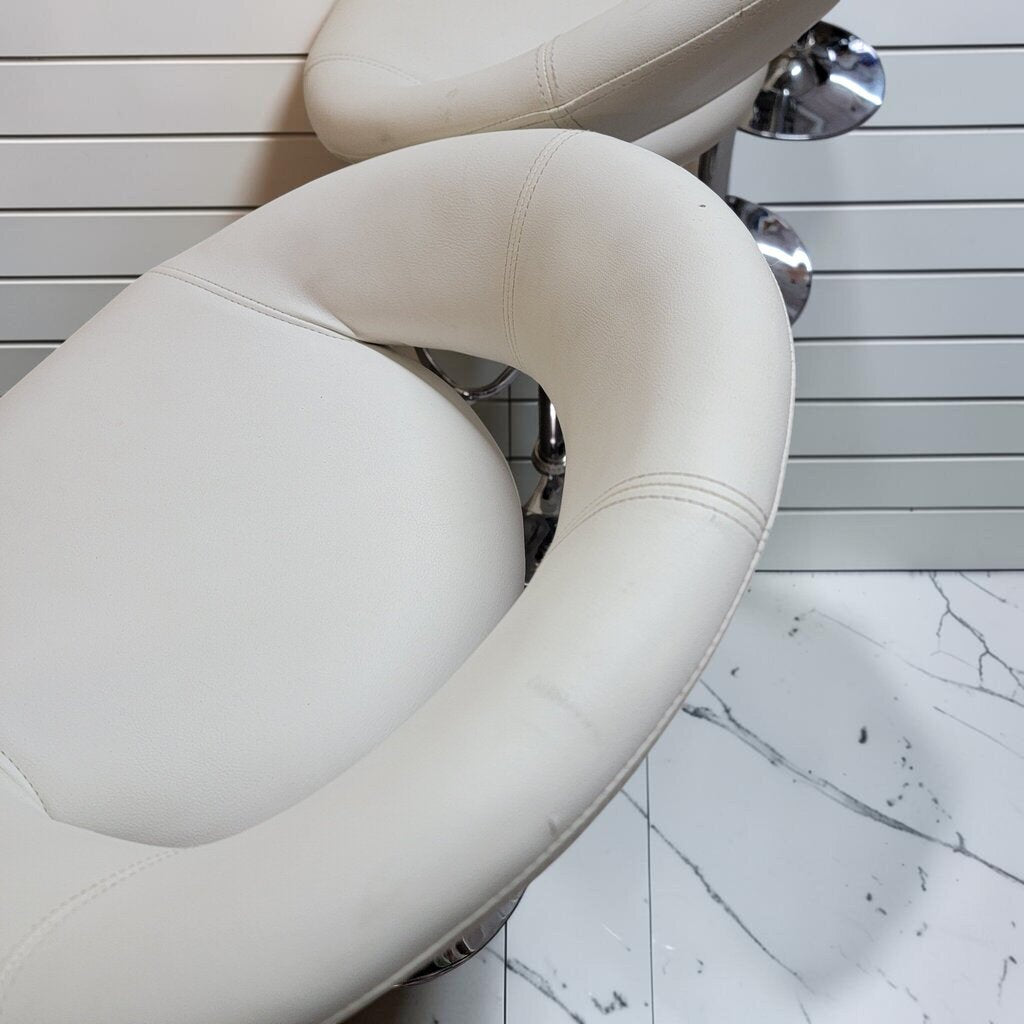 8491-8494 Contemporary White Faux Leather Adjustable Barstools