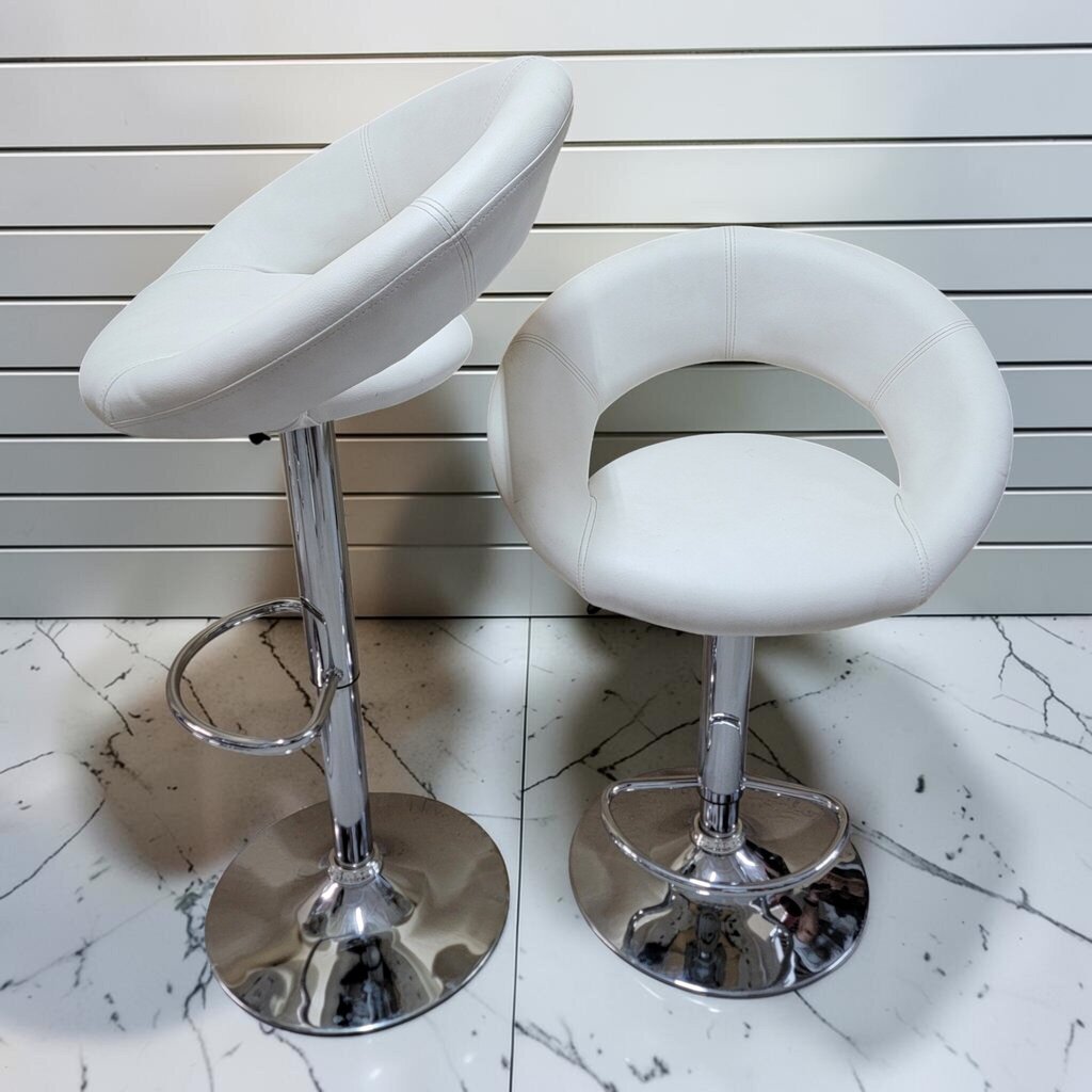 8491-8494 Contemporary White Faux Leather Adjustable Barstools