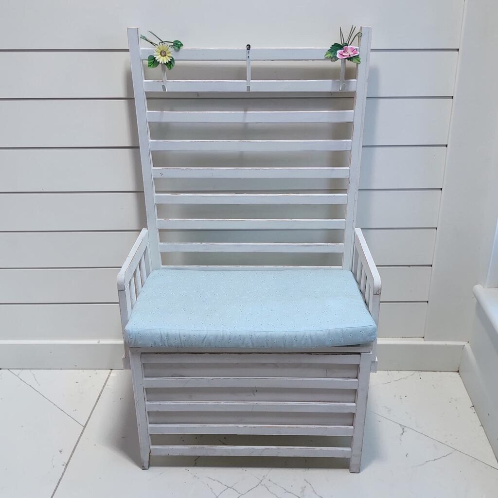 8506 Shabby Chic White Slatted Hall Tree #Bench with Storage