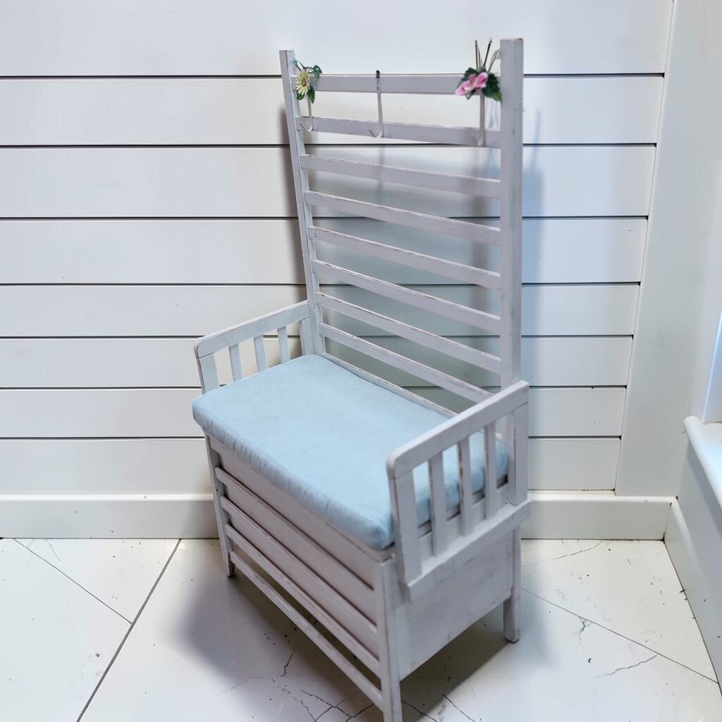 8506 Shabby Chic White Slatted Hall Tree #Bench with Storage