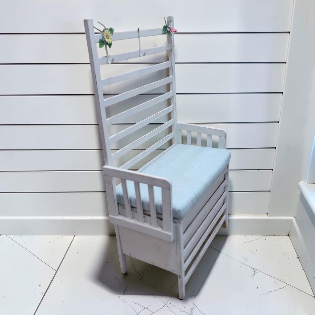 8506 Shabby Chic White Slatted Hall Tree #Bench with Storage